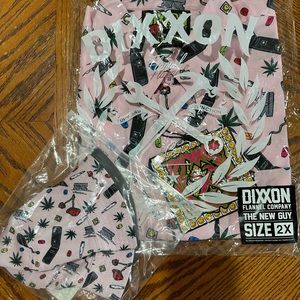 BRAND NEW IN BAG DIXXON FLANNEL CO. THE NEW GUY 2XL  BUTTON UP SHIRT/BUCKET HAT